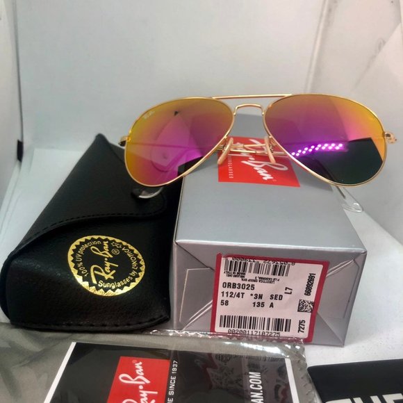 Ray-Ban 3025 gold frame Pink flash lens - Picture 5 of 8